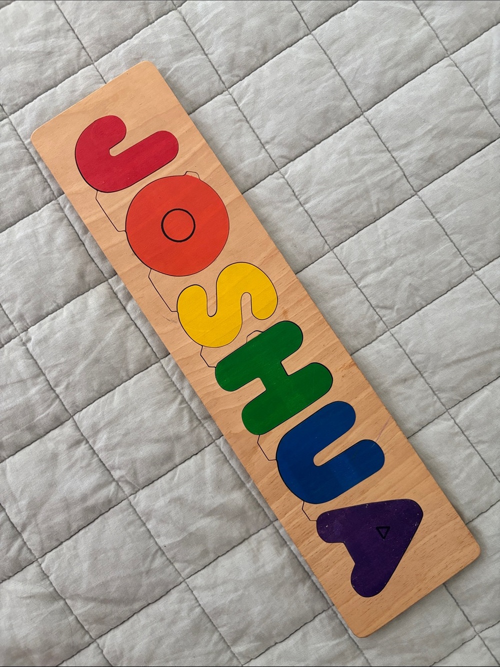 The Puzzle Man Wooden JOSHUA Name Puzzle - Colorful Letter Board for Kids